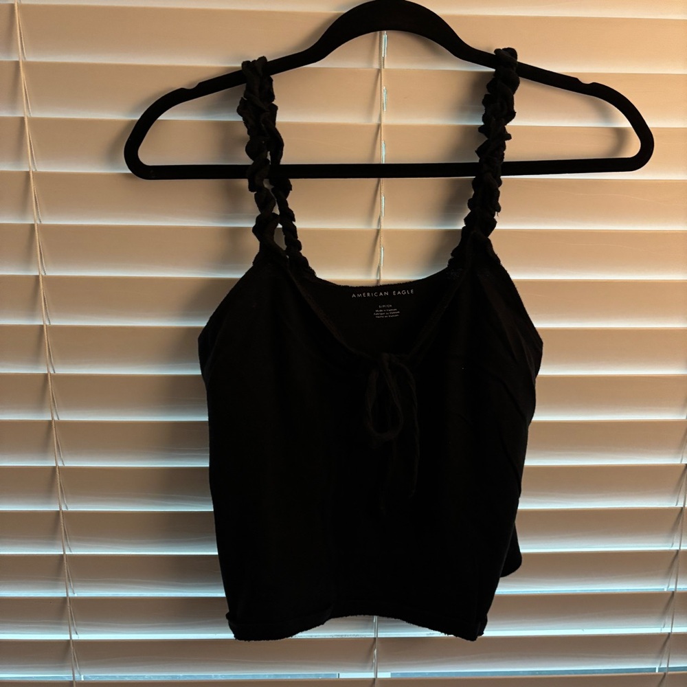 American Eagle Black Cropped Tank Top